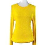 Ann Taylor Sweater Ribbed Ruffle Sleeves Fitted Bright Yellow Women Size Large Photo 10