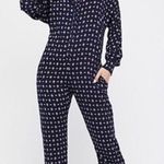 Free People Jump On It Jumpsuit Navy Blue 100% Rayon Long Sleeve Size XS Photo 0