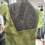 Free People  Citrine Combo Ruffle Flutter Sleeve Top Size L - NWT Photo 4