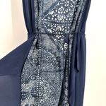 BCBG Maxazria Parisian blue dress textured denim print Asymetrical small urika Photo 4