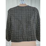 Nanette Lepore Black And Gold Tweed Blazer Faux Leather Piping Size 14 Jacket Photo 5