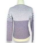 Vintage 90s Lavender Fair Isle Ribbed High V Neck Sweater Small Ski Cabincore Purple Photo 6