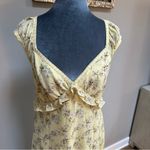 Max Studio New  Maxi Dress V-Neck Floral Yellow Ruffle Trim Med Cottage Core Photo 1
