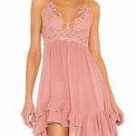 Free People  Adella Slip Mini Dress Flowy Ruffle Lace Color Rose Size XS Photo 2