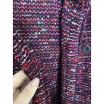 J.Jill Tweed Sweater Cardigan Size Large Burgundy Fringe Knit Blazer Career Red Photo 10