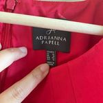 Adrianna Papell Pink Cap Sleeve Sheath Dress Womens Size 14 Pleated Split Neck Photo 2