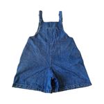 Vtg‎ Y2K Carolina Bay Womans M Short Overall Shortall Floral Embroidered Denim Blue Size M Photo 2