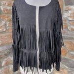 Vocal  Black Fringe Faux Suede Jacket Photo 0