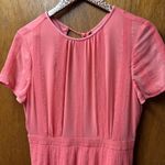 J.Crew Embroidered Flowy Chiffon Short Sleeve Pleated Skirt Midi Dress Pink 6 Photo 5