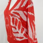 Callahan New Anthropologie Jacquard Knit V-Neck Sweater Tangerine Size Small Photo 9