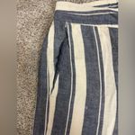 Madewell Linen Blend Side-Button Huston Pull-On Crop Pants in Indigo Stripe XS Photo 13
