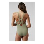Athleta NWT  Palm One Piece Swimsuit Small Green Strappy Back Modest Coverage Photo 13