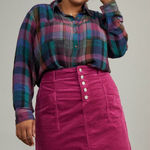 Pilcro Anthropologie  Talia Corduroy Mini Skirt in Raspberry Pink Purple Photo 0