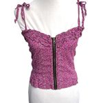 Urban Renewal Floral Front Zipper Crop Top Purple Size Medium Photo 7