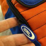 THERMOS Lunch Bag pretty big orange and Blue color BNWOT long 13” wide 12” Photo 3