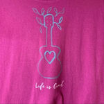 Life is Good  S‎ Magenta Purple Crusher Tee Guitar Heart Size Small Small Cotton Photo 4