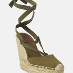 Ralph Lauren Olive Green Espadrille Wedge Sandals Size 7 New Photo 0
