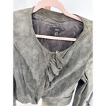 Hugo Boss Women's Goat Leather Suede Jacket Blazer Gray Green Size 6 vintage Photo 4