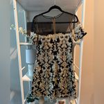 Tadashi Shoji  black and gold brocade dress with illusion neckline, size 6. Photo 4