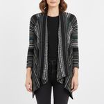 Splendid  Women's Black Geometric Print Waterfall Cardigan Sweater Lightweight XS Photo 7