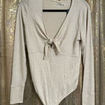 Abercrombie & Fitch Soft Cozy Tie Front Cream Long Sleeve Bodysuit M NWT Photo 0