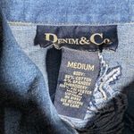 Vtg 1990s Denim & Co Blue Rose Floral Embroidered Stretch Jean Jacket Sz M Size M Photo 3