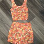 Colsie Orange and Brown Floral Set Size XS Photo 0
