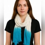 Shiraleah 100% Linen Scarf Blue White Ombre Lightweight Made In India NWOT Photo 4