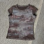 Non Signe Y2K Bedazzled Brown Graphic Italy Baby Tee Size Medium Photo 2