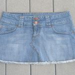SO  Chewed Hem Y2K Denim Jean Skirt Size 7 Photo 0