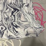 A New Day  Blue and White Marble Satin Ruched Midi Skirt Photo 1