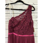 David's Bridal Women's Wine One Shoulder Lace Dress Size 10 NWT Photo 2