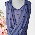 CAbi Crossover Top Set Women’s Purple Floral Sleeveless Sheer Photo 2