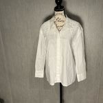 Design History  100% Cotton White Button-Up Blouse Knit Shoulder Size Large Photo 1