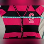 COOGI Vintage  Letterman Button Down Cardigan  Women's 1X Pink/Black Photo 6