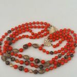 Orange gold tone and black multi strand vintage necklace Photo 5