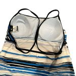 Nike  Swoosh Logo Blue Striped Tankini Racerback Swim Athletic Top Sz 12 Photo 6