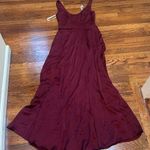 David's Bridal David’s bridal bridesmaid scoop neck tank satin Merlot dress size 6 w/ pockets Photo 0