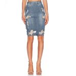 One Teaspoon Free Love Jean Skirt Ford Distressed Photo 4