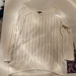 American Eagle  outfitters  Size: medium  White cable knit sweater Small stain in front shown in photo  #preppy Photo 0