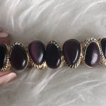 Plum purple stones gold‎ diamond stretchy bracelet Photo 2