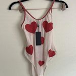 One Teaspoon Heartbreaker Bodysuit Womens Size XS nude And Red Mesh $100 Photo 5