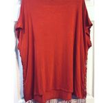 Valerie Stevens  Fiery Red Fringe Lace Overlay Top Blouse Plus 2X Boho Festival Photo 1