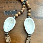 Artisan Vintage handcrafted beaded necklace hand-painted ceramic mask pendants owl motif Photo 8