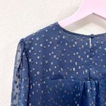 Hobbs London Blue Metallic Dot Tie-Waist Dress Women’s US 8 Photo 4