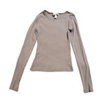 H&M NWOT Size XS Y2K Long Sleeve Ribbed Brown Round Neck Cotton Stretch Causal Photo 0