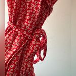 Aerie  Red and White Ditsy Floral Wrap Mini Dress Photo 7