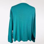 Vintage 80s Sears Teal Henley Long Sleeve Knit Top Large Green Photo 4