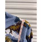 Blair  Cardigan Jacket Blue Brown Horse Print Size Small Photo 4