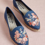 Chelsea Crew | Size 8 Blue Floral Embroidered Flats Photo 0